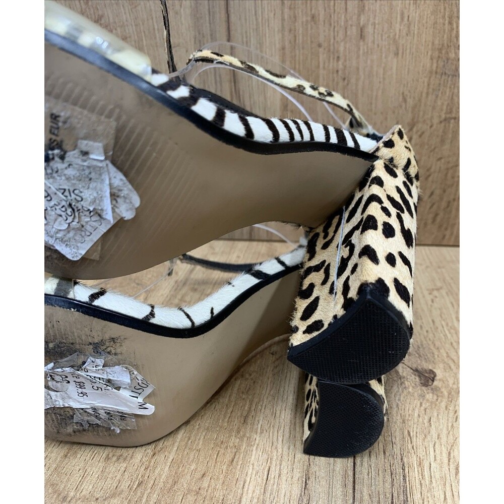 Steve Madden Women's Carrson Leopard Zebra Cow Hair Heels Black White Size 6.5 M - Picture 14 of 15